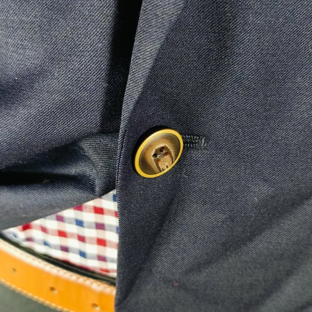 Joseph Feiss Gold Men's Sport Coat Blazer Two Button Navy Blue Twill Classic 44R